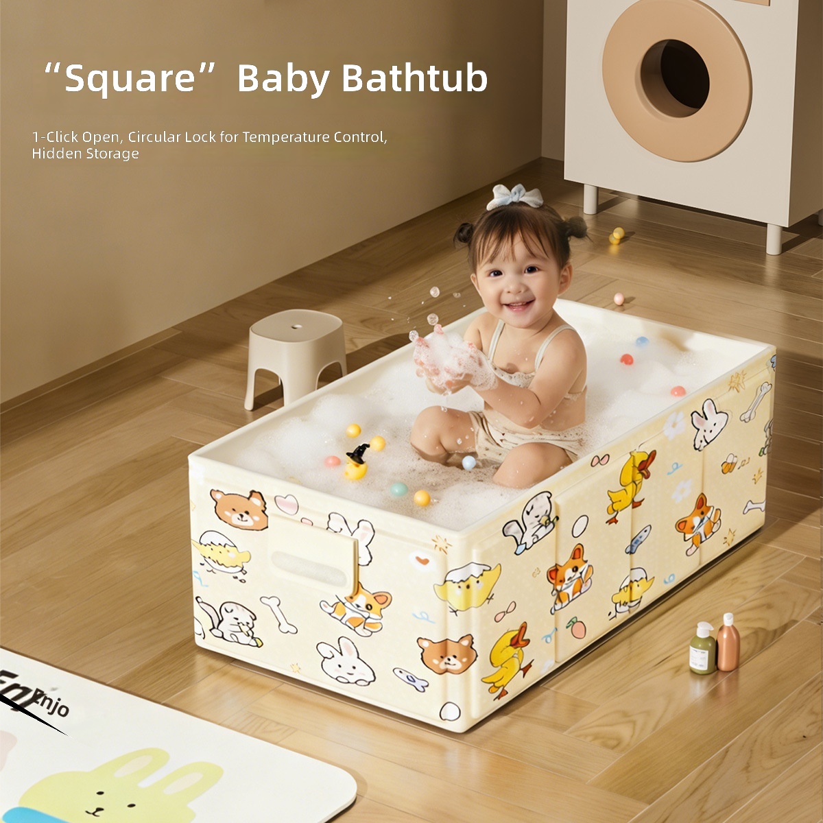 Baby Bath Tub Foldable - Collapsible Baby Bath Bucket Newborn Infant