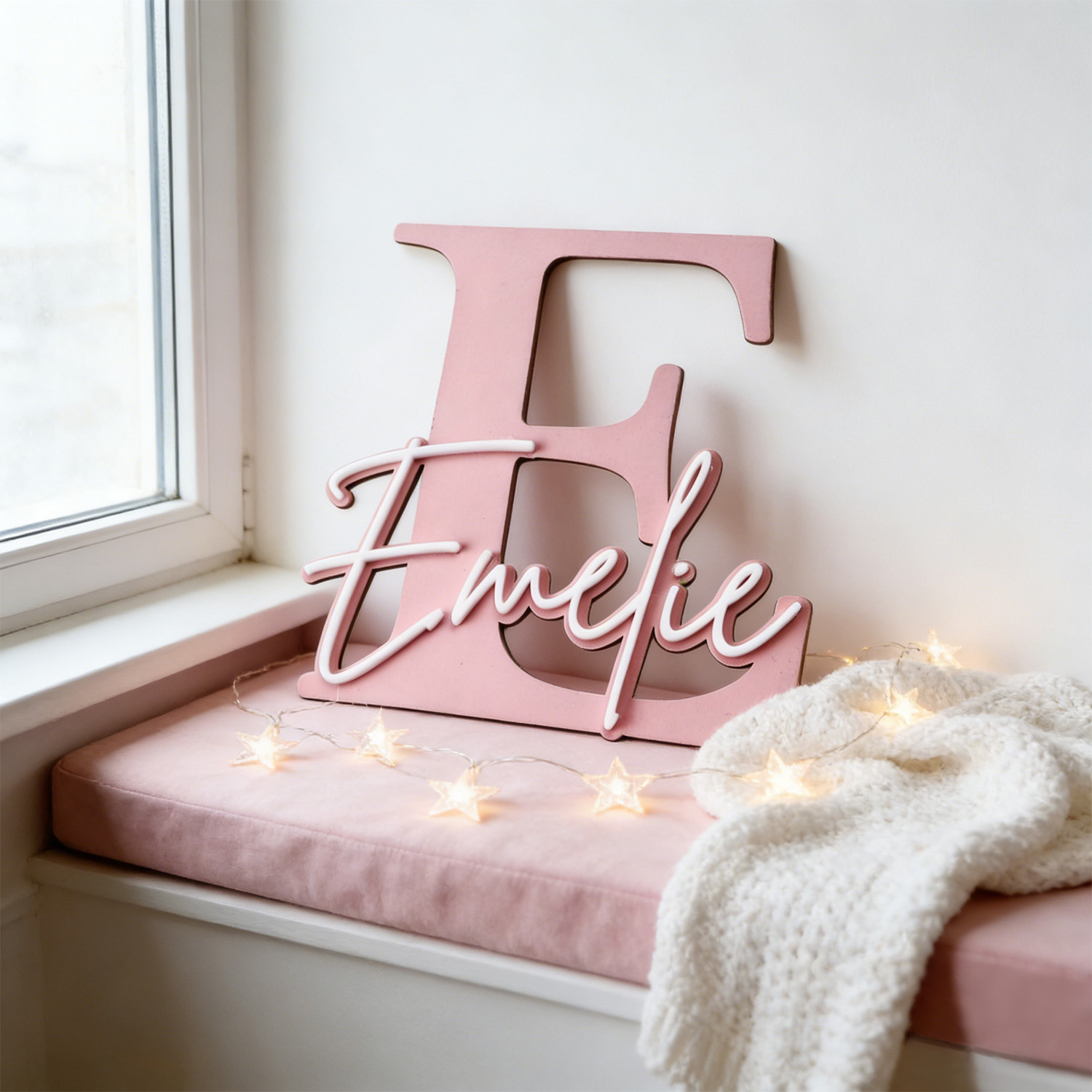 Baby Products Decoration - 1pc Double-layer Wooden Name Decoration Plaque,