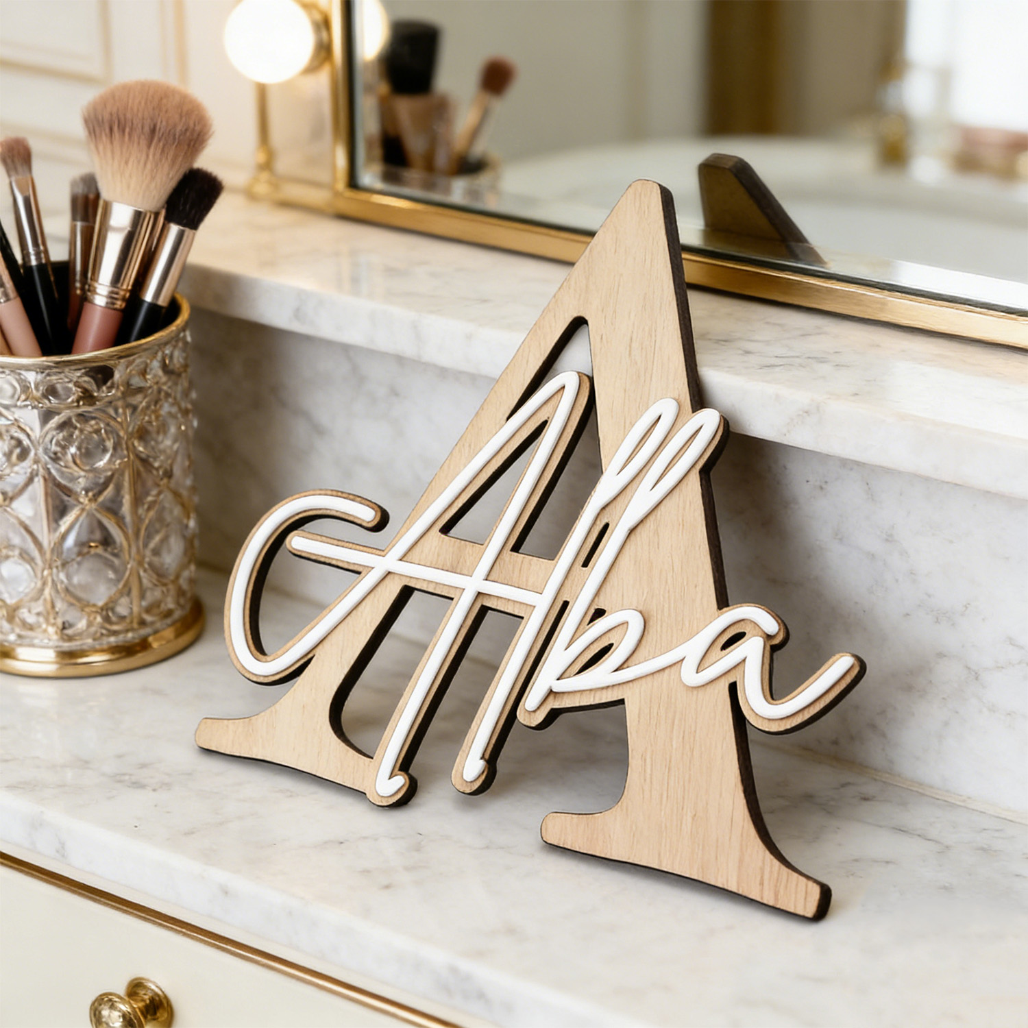 1pc Double-layer Wooden Name D - огляд і ціна Baby Products Decoration